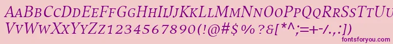 CompatilExquisitLtComItalicSmallCaps Font – Purple Fonts on Pink Background