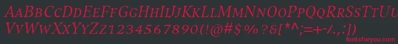 CompatilExquisitLtComItalicSmallCaps Font – Red Fonts on Black Background