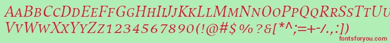 CompatilExquisitLtComItalicSmallCaps Font – Red Fonts on Green Background
