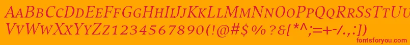 CompatilExquisitLtComItalicSmallCaps Font – Red Fonts on Orange Background