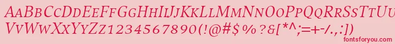 フォントCompatilExquisitLtComItalicSmallCaps – ピンクの背景に赤い文字
