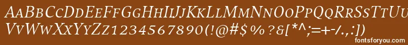 CompatilExquisitLtComItalicSmallCaps Font – White Fonts on Brown Background