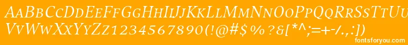 Шрифт CompatilExquisitLtComItalicSmallCaps – белые шрифты на оранжевом фоне