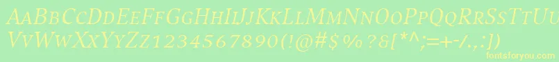 CompatilExquisitLtComItalicSmallCaps Font – Yellow Fonts on Green Background