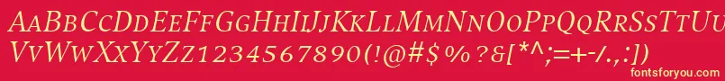 CompatilExquisitLtComItalicSmallCaps Font – Yellow Fonts on Red Background