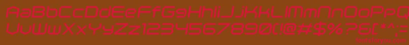 フォントPolenticalNeonItalic – 赤い文字が茶色の背景にあります。
