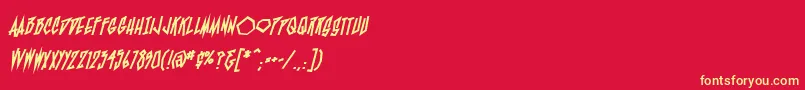 Fonte BlamblamHeavyBb – fontes amarelas em um fundo vermelho