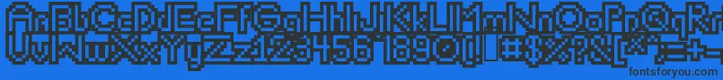 Шрифт Lipbychonkoutline – чёрные шрифты на синем фоне