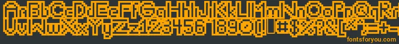 Lipbychonkoutline-Schriftart – Orangefarbene Schriften auf schwarzem Hintergrund