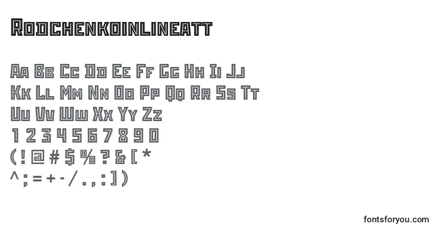 Czcionka Rodchenkoinlineatt – alfabet, cyfry, specjalne znaki