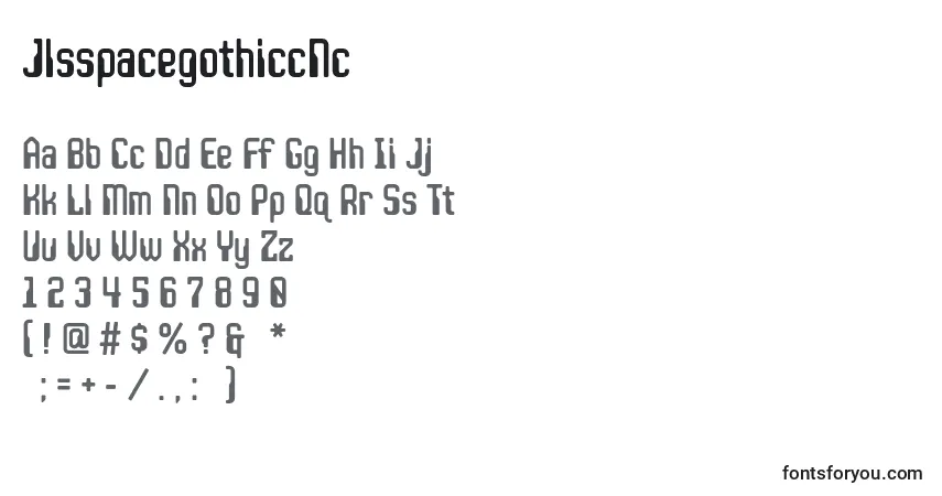 Czcionka JlsspacegothiccNc – alfabet, cyfry, specjalne znaki