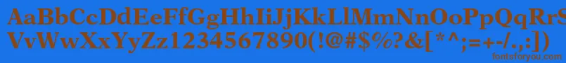 フォントNewasterltstdBold – 茶色の文字が青い背景にあります。