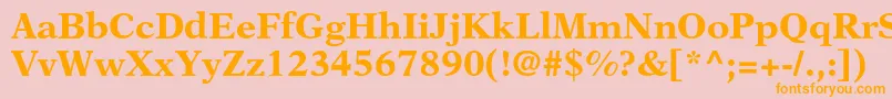 フォントNewasterltstdBold – オレンジの文字がピンクの背景にあります。