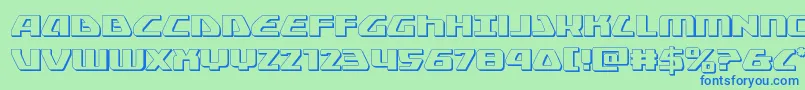 Globaldynamics3D-Schriftart – Blaue Schriften auf grünem Hintergrund