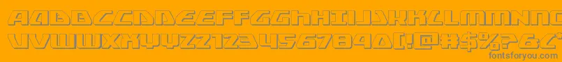 Globaldynamics3D-fontti – harmaat kirjasimet oranssilla taustalla