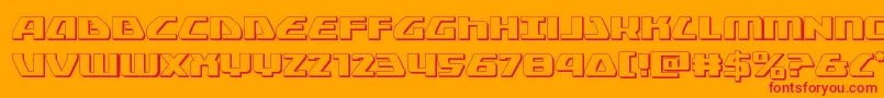 Globaldynamics3D-Schriftart – Rote Schriften auf orangefarbenem Hintergrund