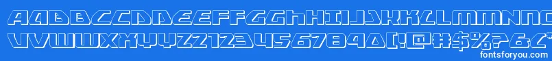 Globaldynamics3D-Schriftart – Weiße Schriften auf blauem Hintergrund