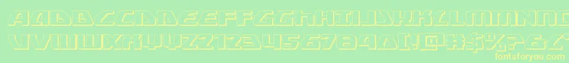 Globaldynamics3D-fontti – keltaiset fontit vihreällä taustalla