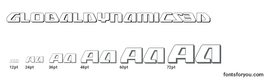 Größen der Schriftart Globaldynamics3D