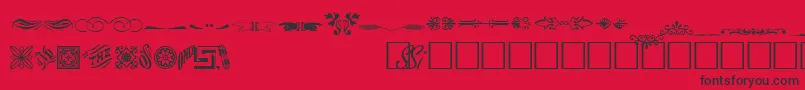 fuente WoodcutornamentstwosskRegular – Fuentes Negras Sobre Fondo Rojo