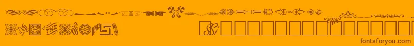 Lisätietoja WoodcutornamentstwosskRegular-fontista WoodcutornamentstwosskRegular-fontti – ruskeat fontit oranssilla taustalla