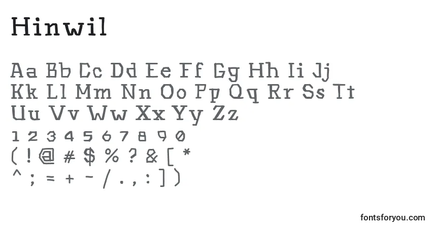 Hinwil-fontti – aakkoset, numerot, erikoismerkit