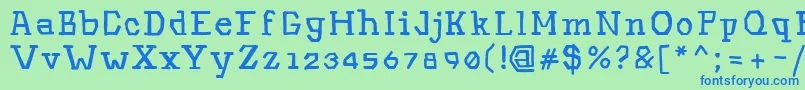 Hinwil-Schriftart – Blaue Schriften auf grünem Hintergrund