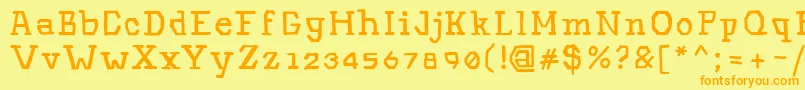 Hinwil-Schriftart – Orangefarbene Schriften auf gelbem Hintergrund