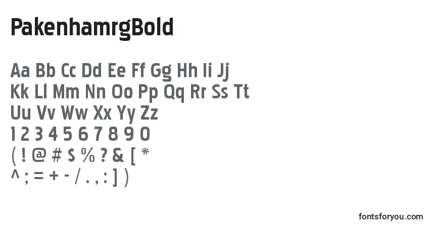 Czcionka PakenhamrgBold – alfabet, cyfry, specjalne znaki