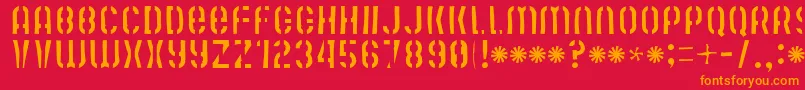 フォントMutefruitskimpycrash – 赤い背景にオレンジの文字