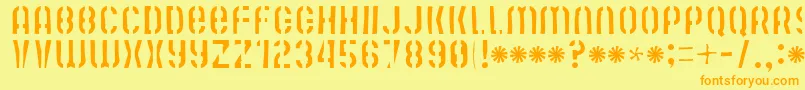 Więcej informacji o czcionce Mutefruitskimpycrash Czcionka Mutefruitskimpycrash – pomarańczowe czcionki na żółtym tle