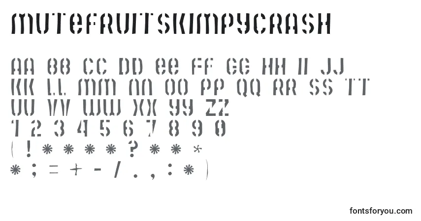 characters of mutefruitskimpycrash font, letter of mutefruitskimpycrash font, alphabet of  mutefruitskimpycrash font