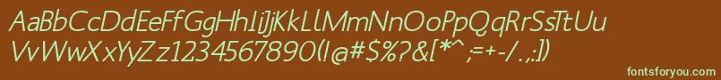 Шрифт ManksansMediumoblique – зелёные шрифты на коричневом фоне