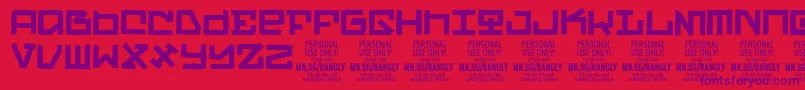 フォントRanglyPersonalUseOnly – 赤い背景に紫のフォント