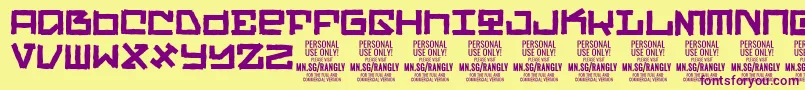 RanglyPersonalUseOnly Font – Purple Fonts on Yellow Background