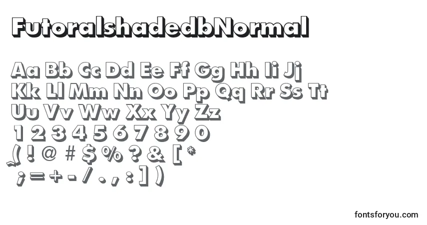 A fonte FutoralshadedbNormal – alfabeto, números, caracteres especiais