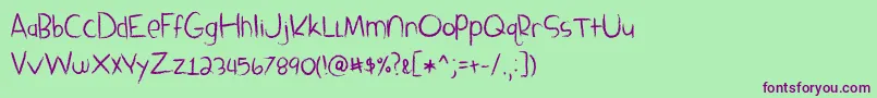 Шрифт SandboxMelodrama – фиолетовые шрифты на зелёном фоне