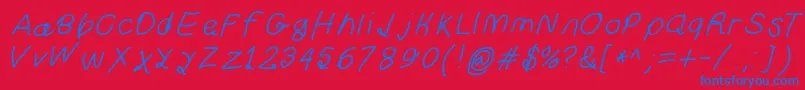 Curlykuesbdita Font – Blue Fonts on Red Background