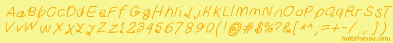 Curlykuesbdita Font – Orange Fonts on Yellow Background