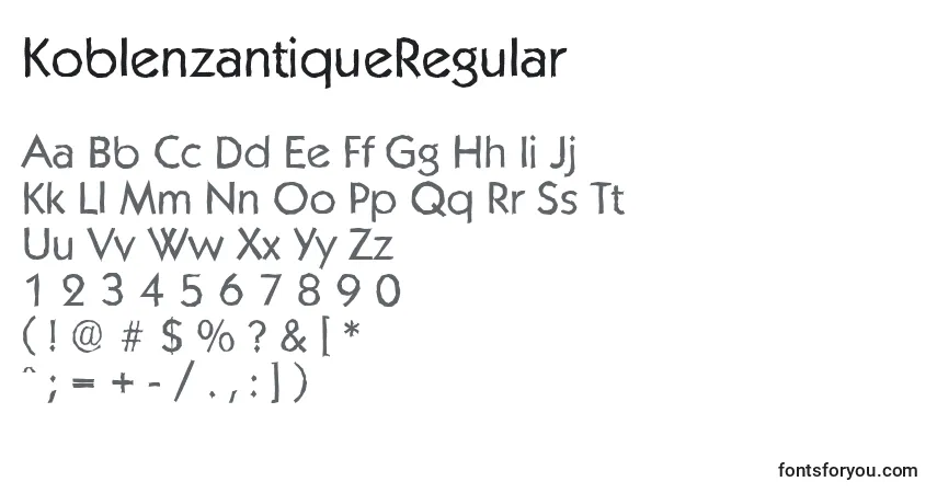 KoblenzantiqueRegular-fontti – aakkoset, numerot, erikoismerkit