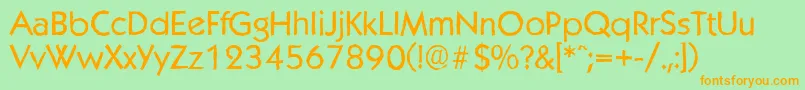フォントKoblenzantiqueRegular – オレンジの文字が緑の背景にあります。
