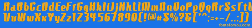 ComonsExtrabold-Schriftart – Orangefarbene Schriften auf blauem Hintergrund