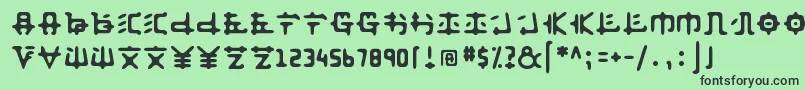フォントAnyong ffy – 緑の背景に黒い文字