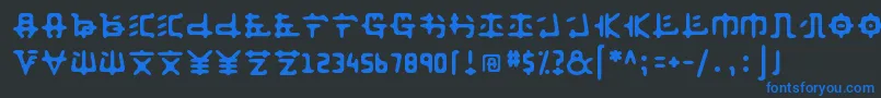 フォントAnyong ffy – 黒い背景に青い文字