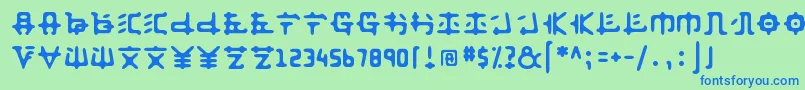 フォントAnyong ffy – 青い文字は緑の背景です。