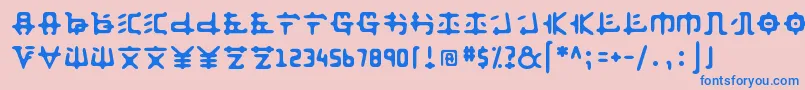 フォントAnyong ffy – ピンクの背景に青い文字