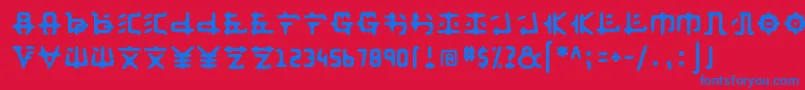 Anyong ffy-Schriftart – Blaue Schriften auf rotem Hintergrund