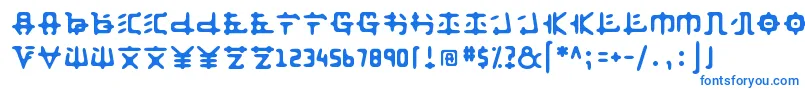 フォントAnyong ffy – 白い背景に青い文字