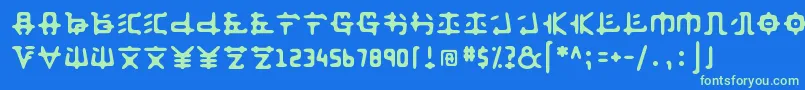 Anyong ffy-Schriftart – Grüne Schriften auf blauem Hintergrund