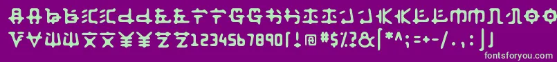 フォントAnyong ffy – 紫の背景に緑のフォント